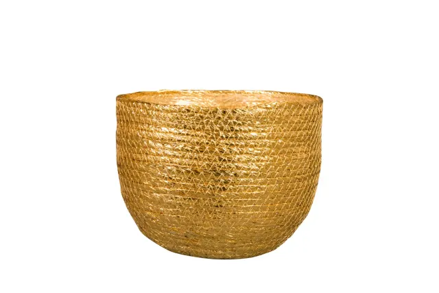 Dorieke plantenmand goud D23 H17 zeegras
