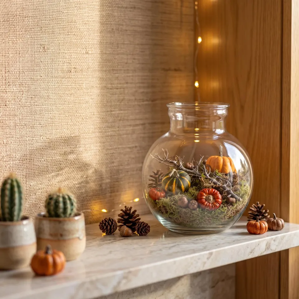 Urbanjungl Teddy open terrarium herfst 25 cm groen
