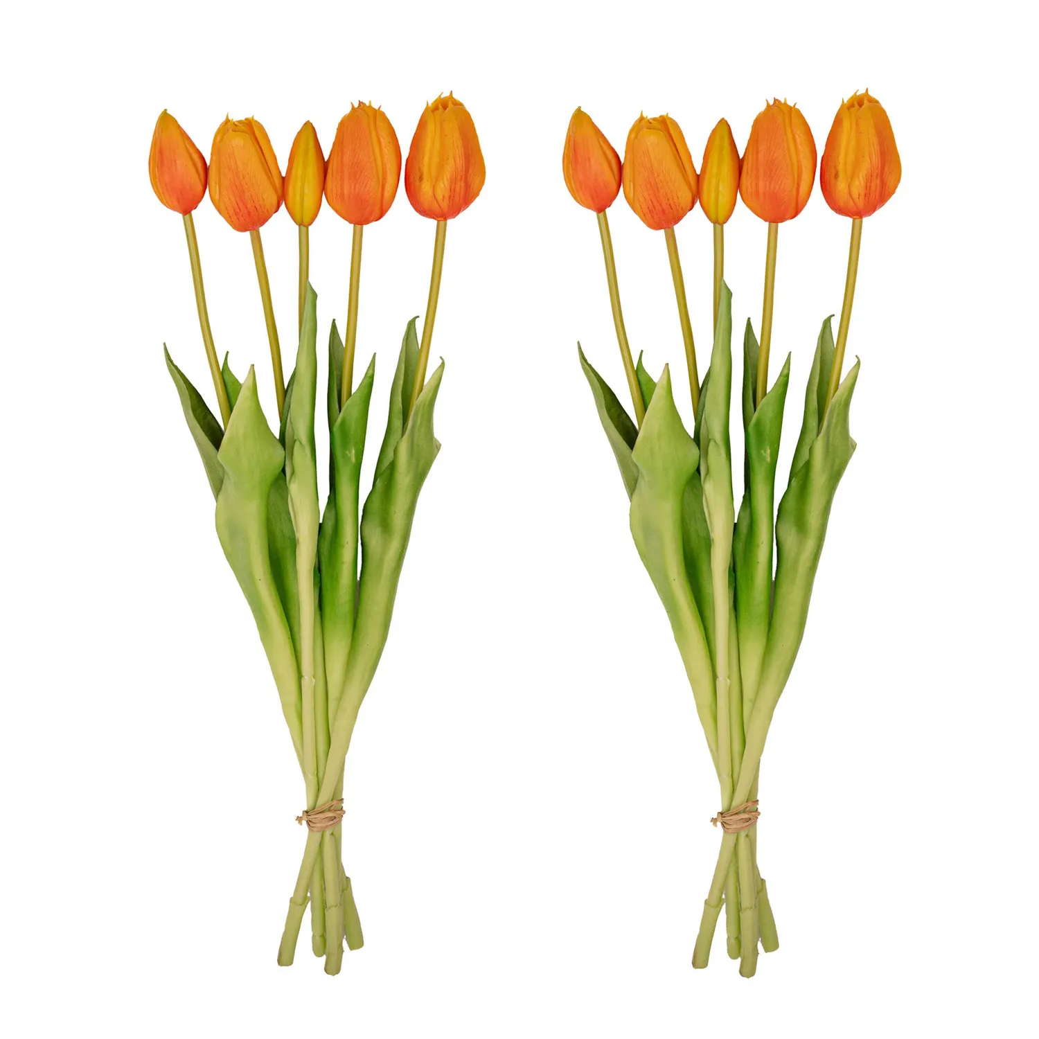 Urbanjungl Real Touch tulpen 10 stuks wit-groen 42 cm
