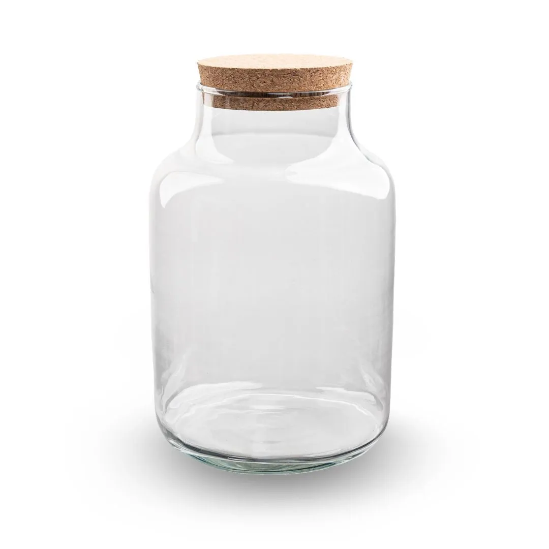 Urbanjungl Milky terrarium fles 21 cm met LED kurk 9L