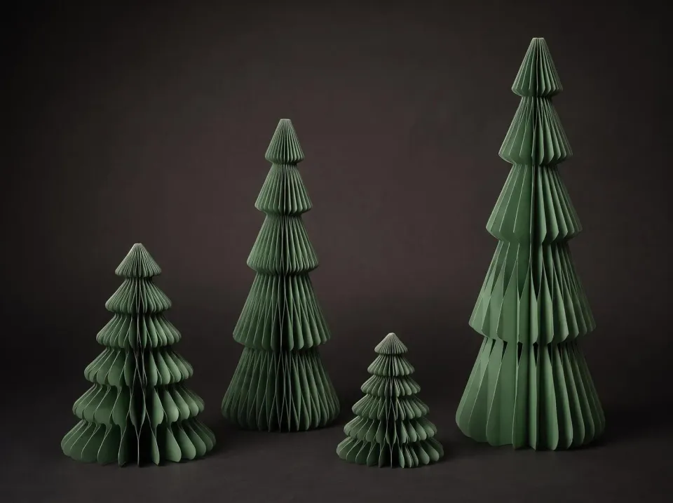 Urbanjungl Papierboom Groen Papieren Kerstboom 4 Stuks