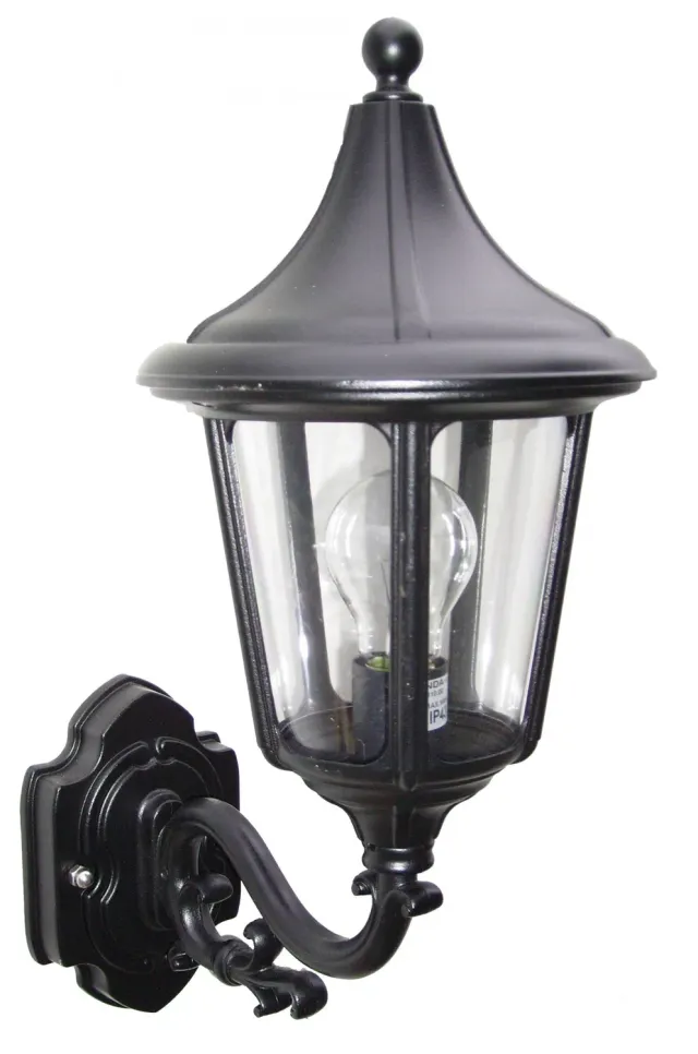 Venezia gevel buitenlamp E27 zwart staand