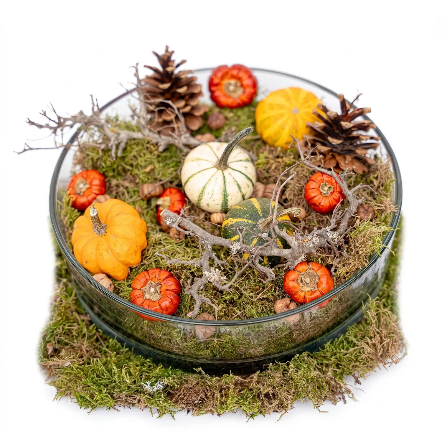 Urbanjungl Herfstschaal Glas 29 cm Herfstdecoratie met Pompoen