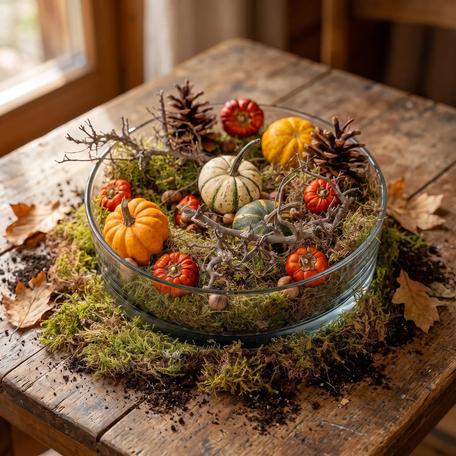 Urbanjungl Herfstschaal Glas 29 cm Herfstdecoratie met Pompoen