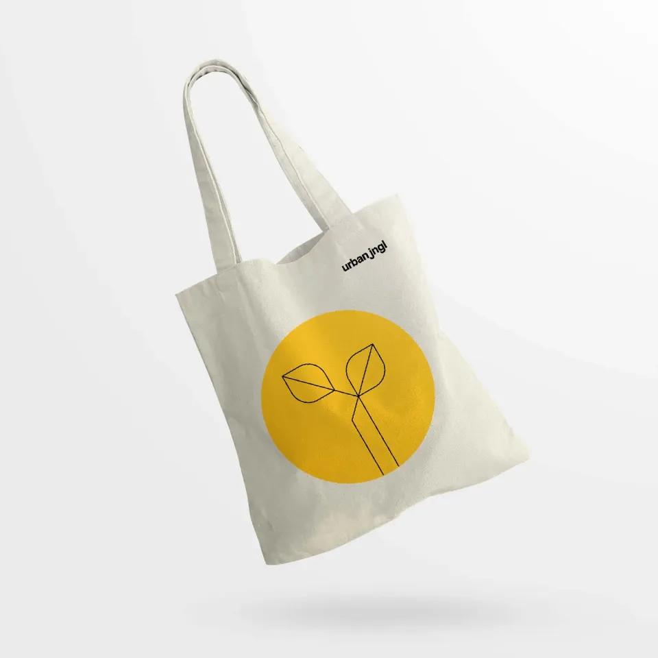 Urbanjungl Draagtas handgeschilderd recycled katoen