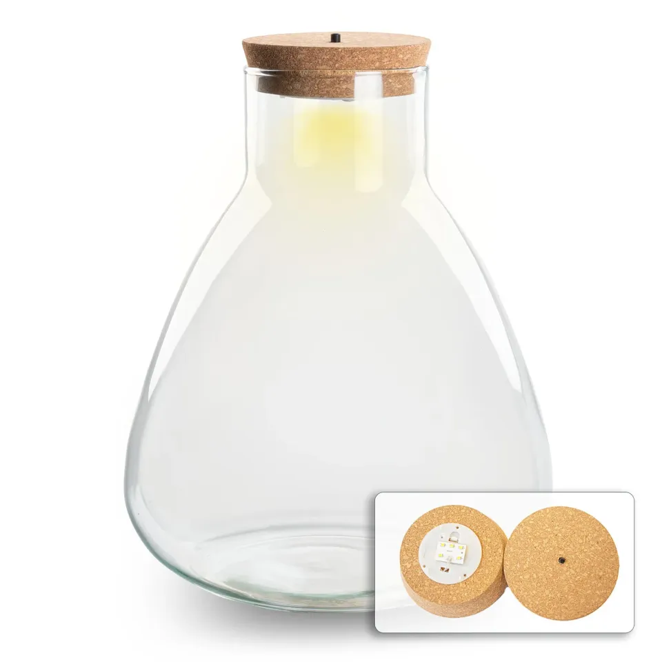 Urbanjungl Sam terrarium fles 6,5L met LED-kurk pyramide