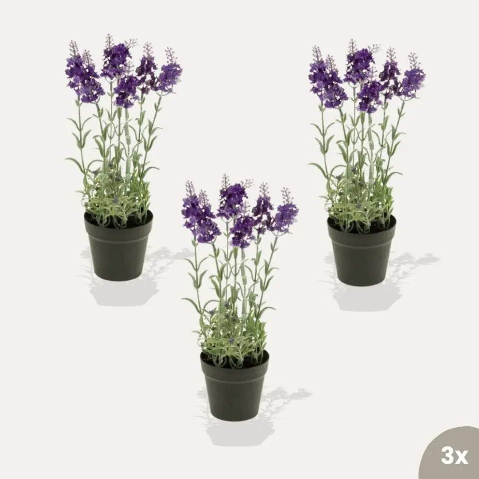 Urbanjungl Lavendel kunstplanten paars set 3 stuks