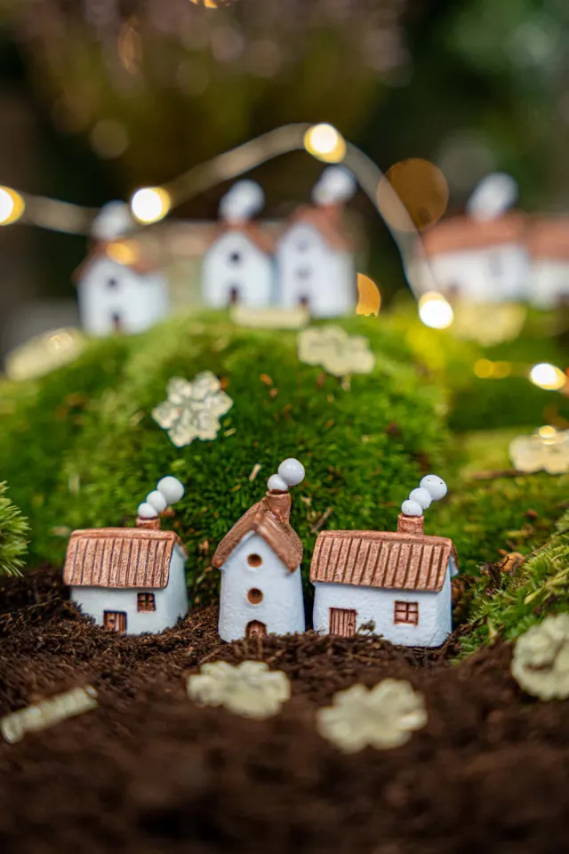 Urbanjungl Winterville miniatuurdorp 8 stuks 1-3 cm wit