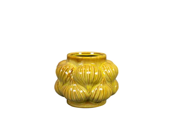 Sanah Mustard bloempot keramiek D14 H11 mosterd