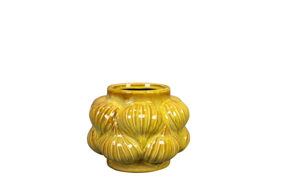 Sanah Mustard bloempot keramiek D14 H11 mosterd