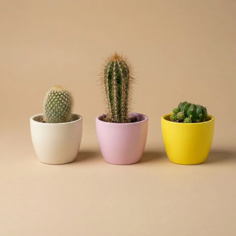 Urbanjungl Pastel Spring plantenset 3 cactus 6 cm pastelpot