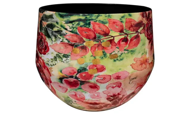 Designed by Lammie Rose Rouge pot D33 H28 rood goud