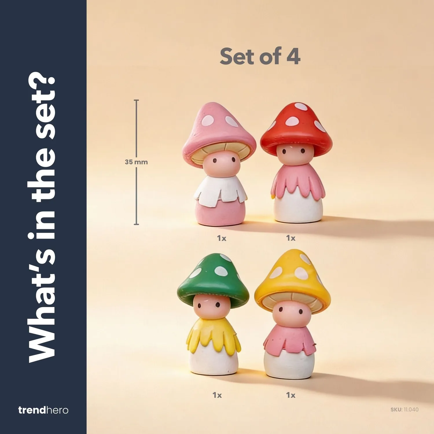Urbanjungl Toads paddenstoel figuurtjes 4 stuks 3,5 cm