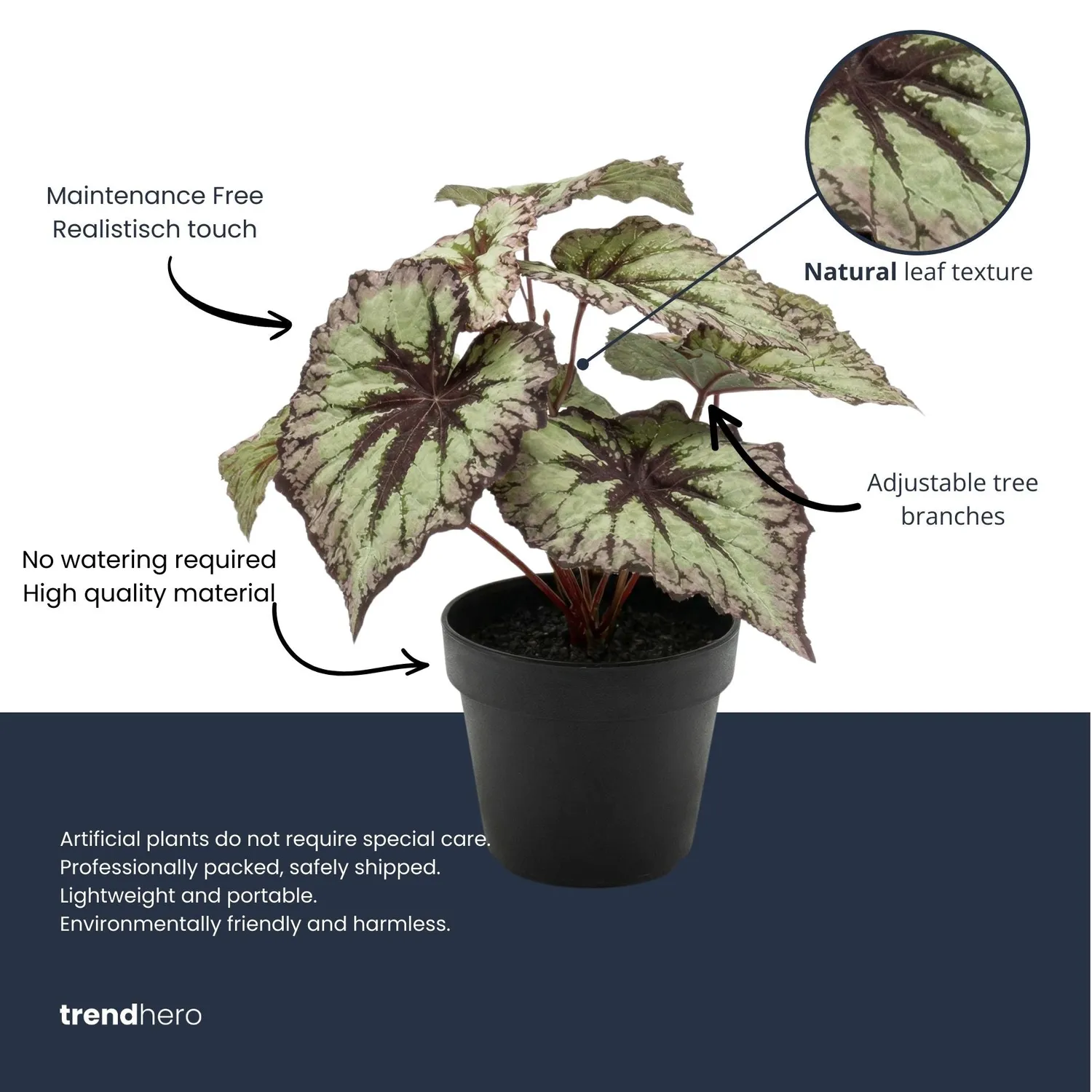 Urbanjungl Begonia 26 cm kunstplant grijs-paars UV balkon