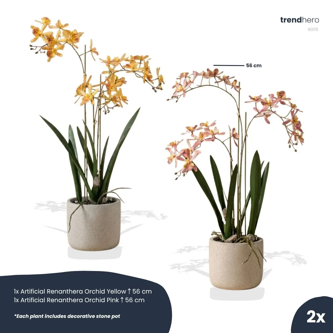 Urbanjungl Renanthera orchidee kunstplanten 2 stuks geel roze