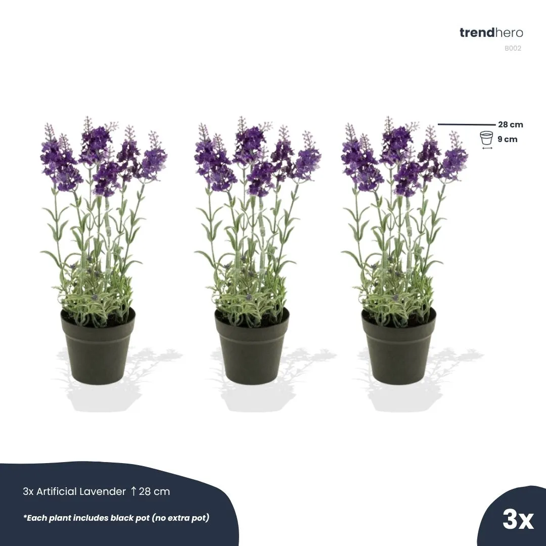 Urbanjungl Lavendel kunstplanten paars set 3 stuks