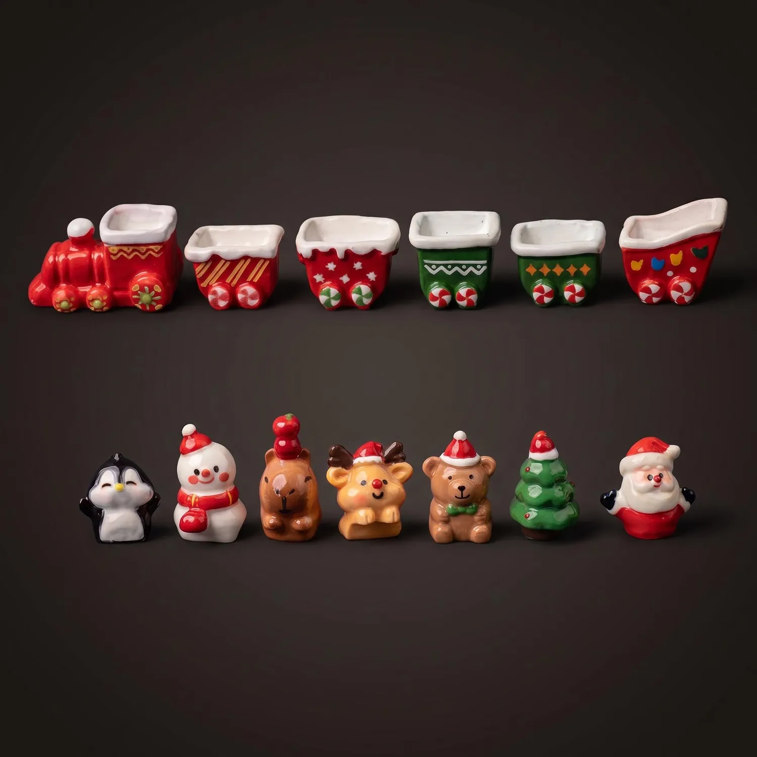 Urbanjungl Mini Kersttrein miniatuur 12 stuks 1-3 cm