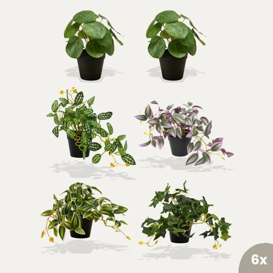 Urbanjungl Mini Plants XL kunstplanten 6 stuks in pot