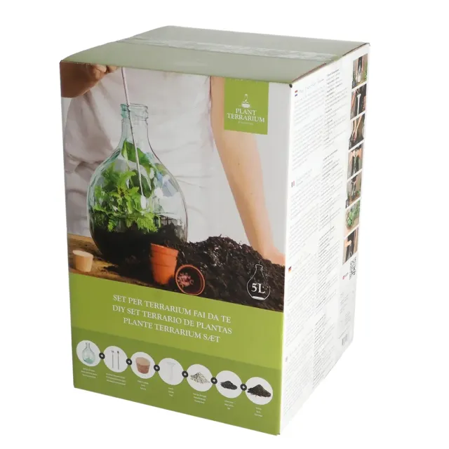Urbanjungl DIY Terrarium Set 5L gesloten ecosysteem giftbox
