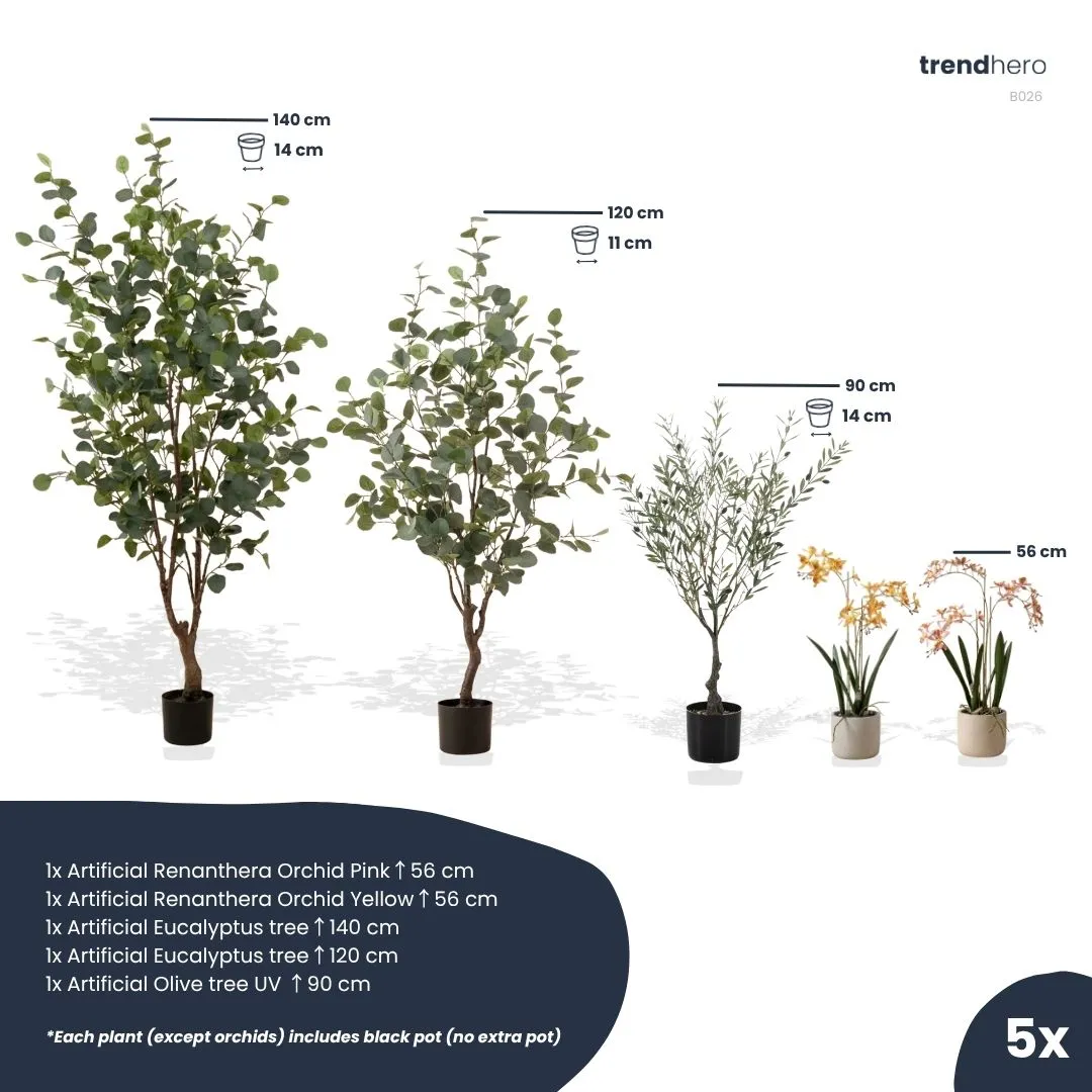 Urbanjungl Ibiza kunstplanten set 5 stuks onderhoudsvrij