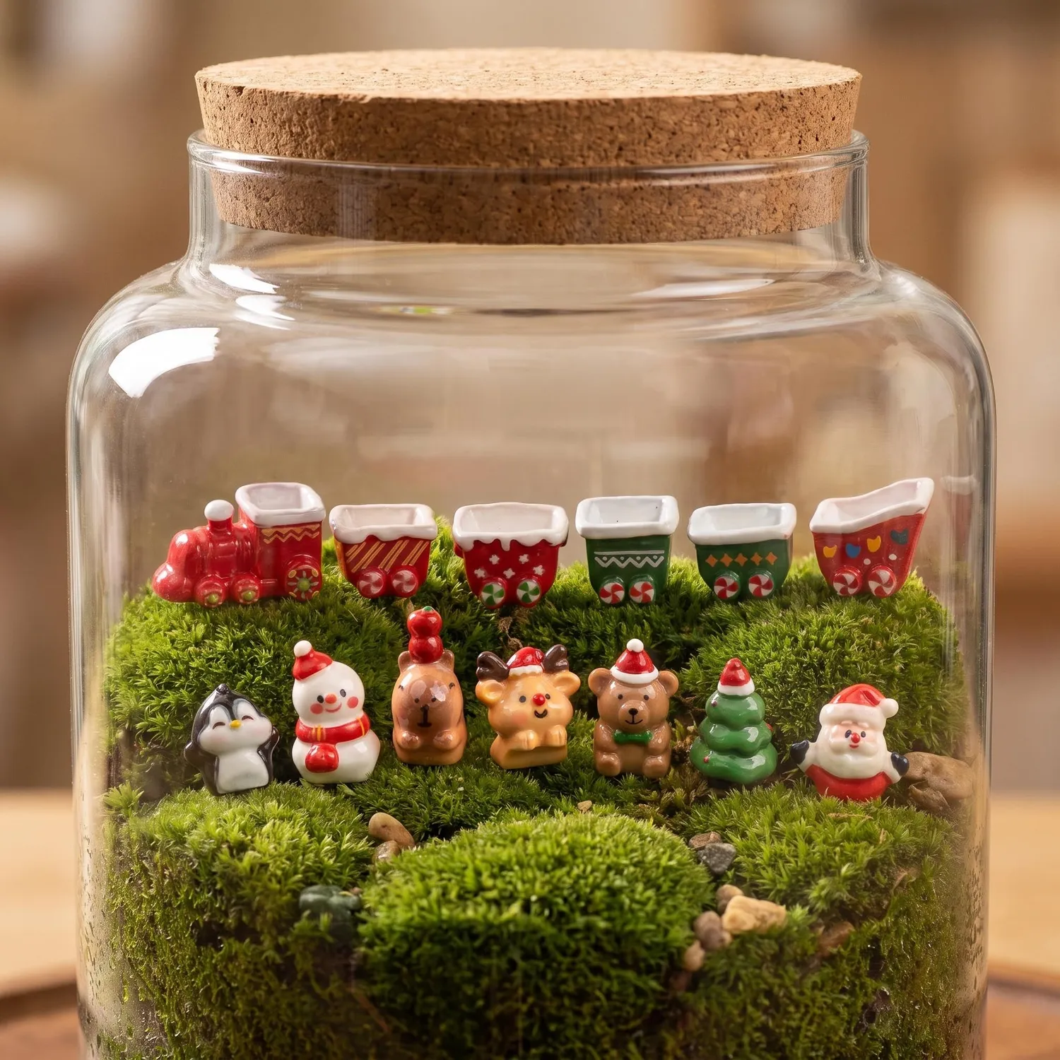 Urbanjungl Mini Kersttrein miniatuur 12 stuks 1-3 cm