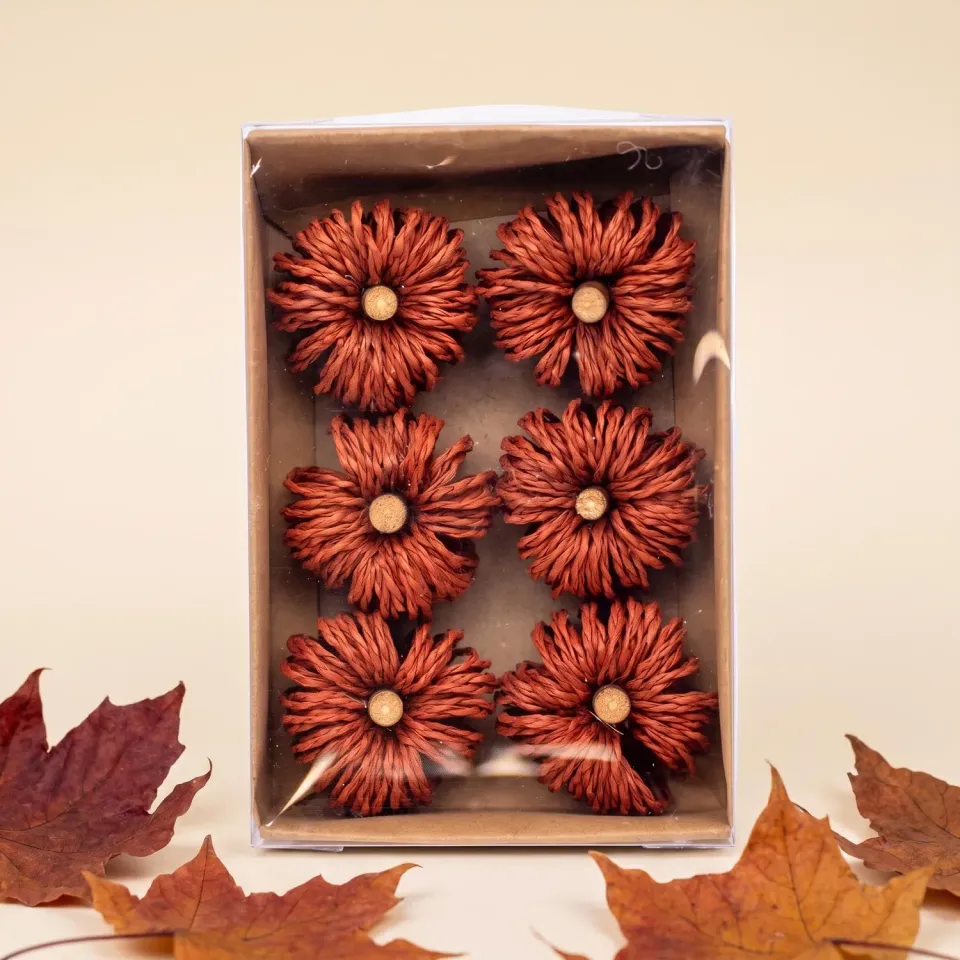 Urbanjungl Deco Pompoenen Bruin 6 Stuks Ø 4 cm