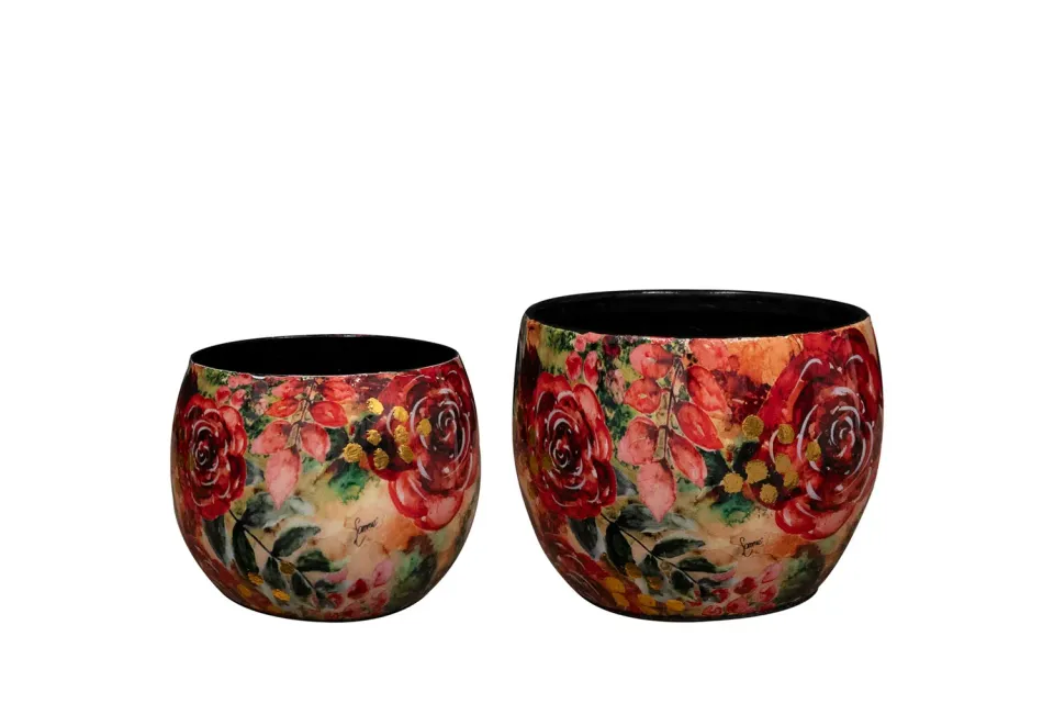 Designed by Lammie Rose Rouge bloempot rood set 2x D9