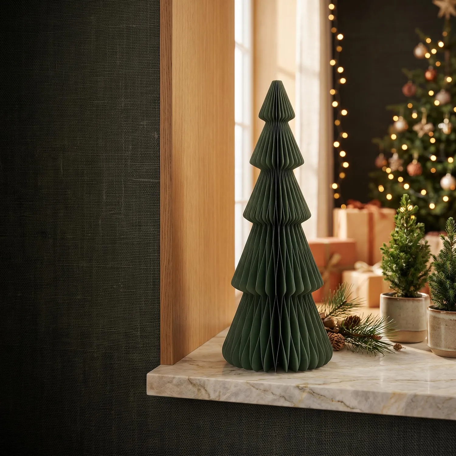 Urbanjungl Papierboom Groen Papieren Kerstboom 4 Stuks