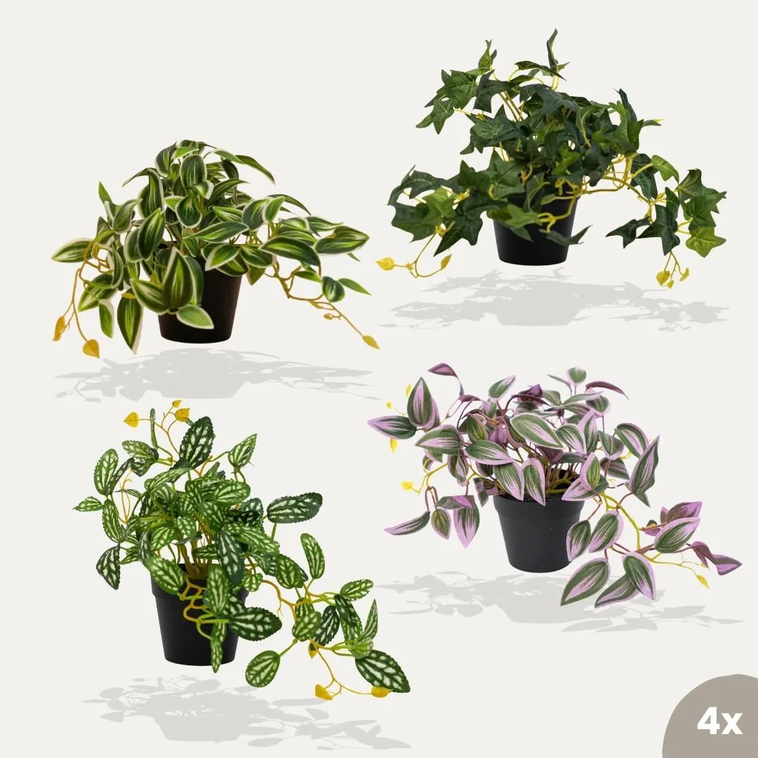 Urbanjungl Hangplanten Mix Kunstplanten 4 Stuks 19 cm