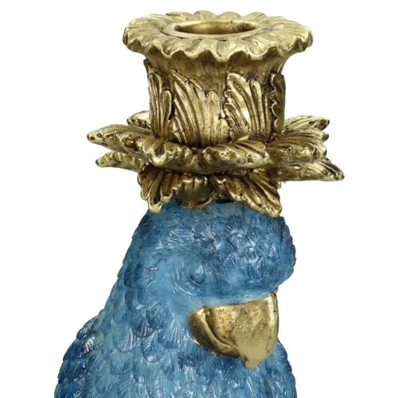 Urbanjungl Kandelaar blauwe vogel polyresin 36 cm
