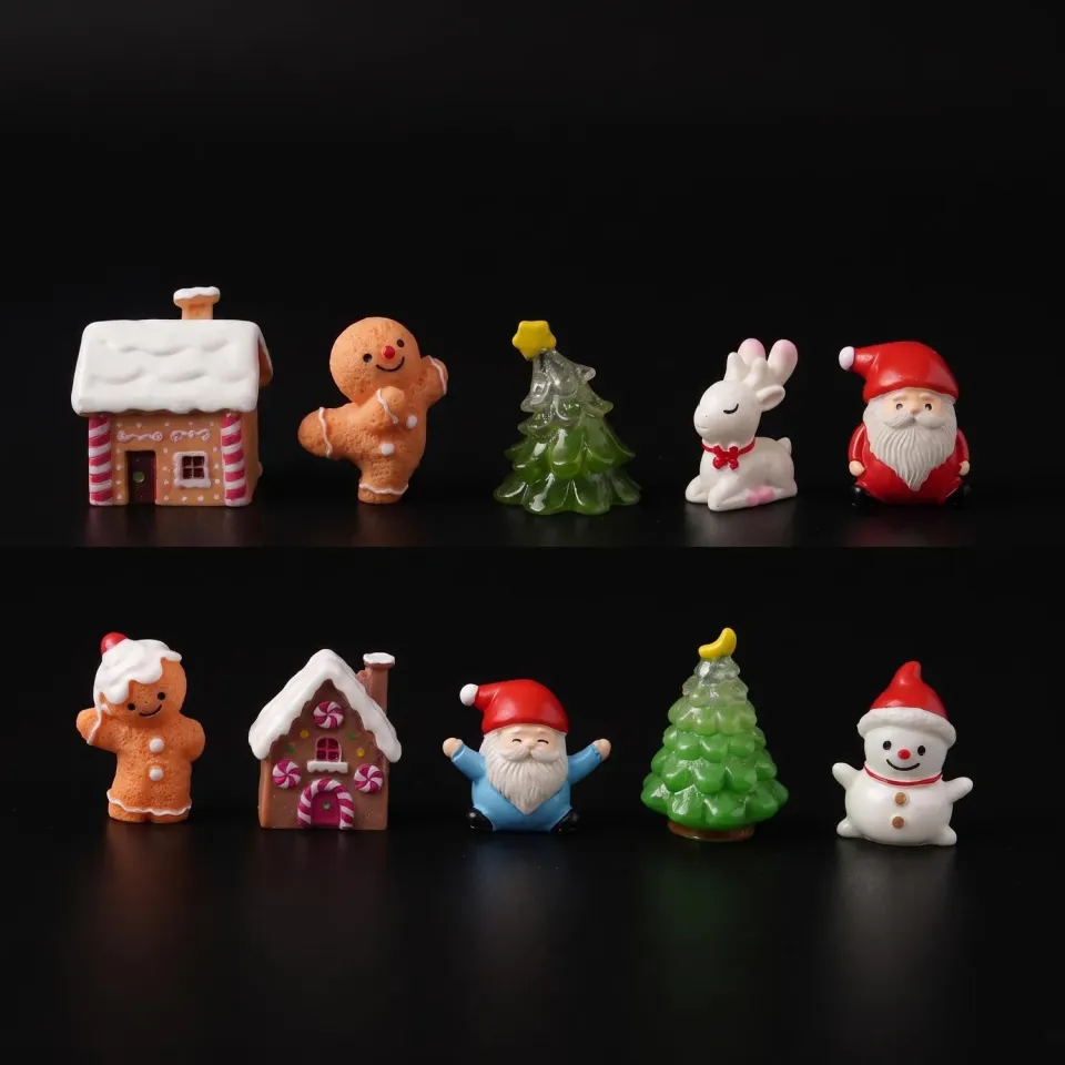 Urbanjungl Gingerbread Kerstdorp miniatuur set 10 st 2-3,5 cm