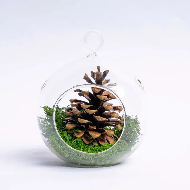 Urbanjungl Kerstbal glazen bal dennenappel mos