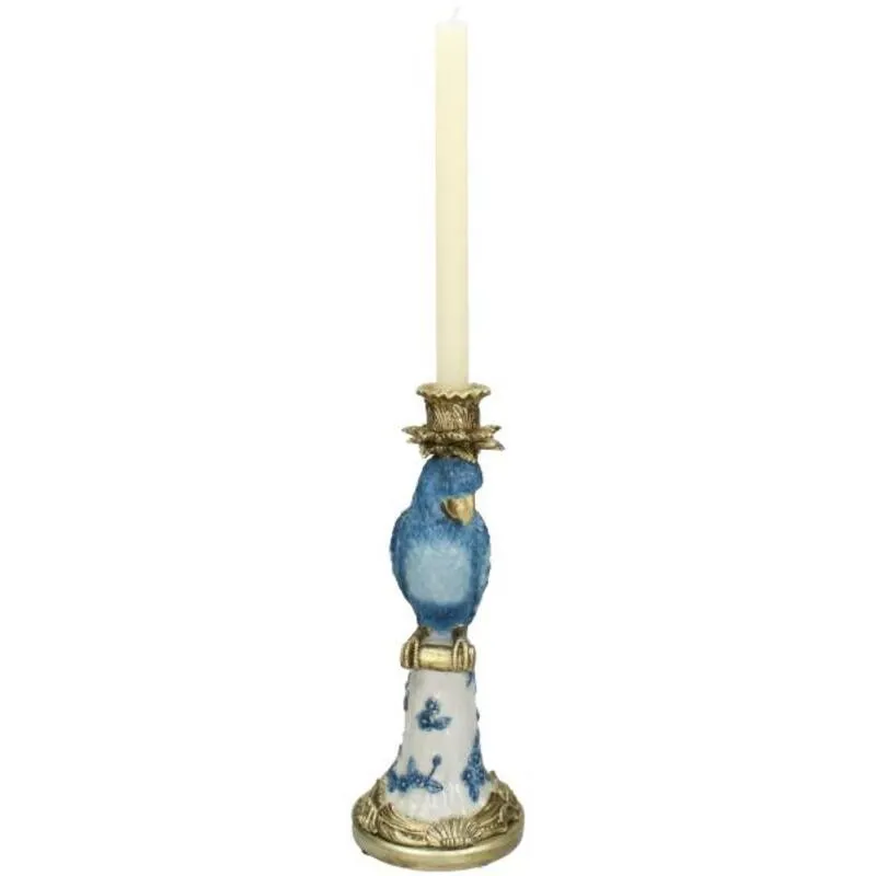 Urbanjungl Kandelaar blauwe vogel polyresin 36 cm