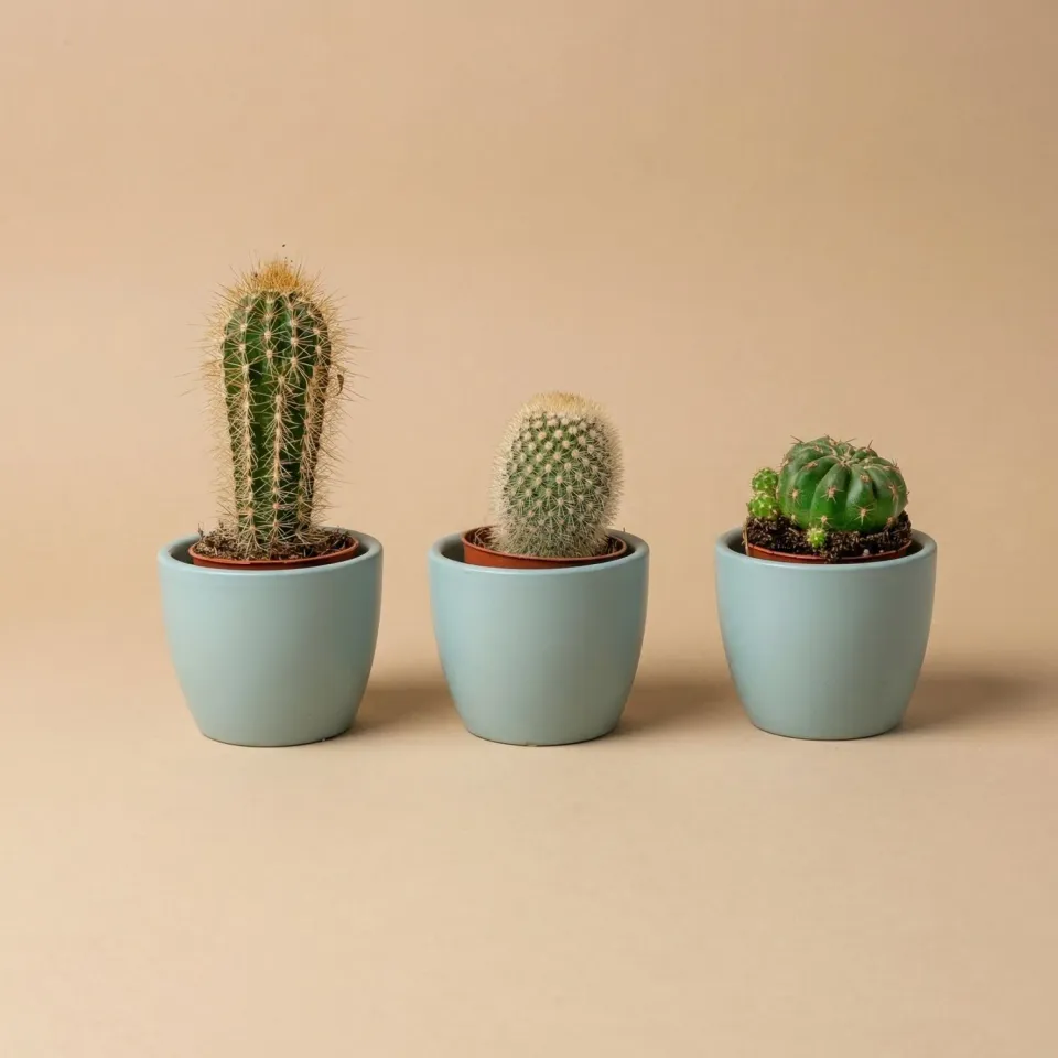 Urbanjungl Cactus mix cactusset 3 stuks blauw pot 6 cm