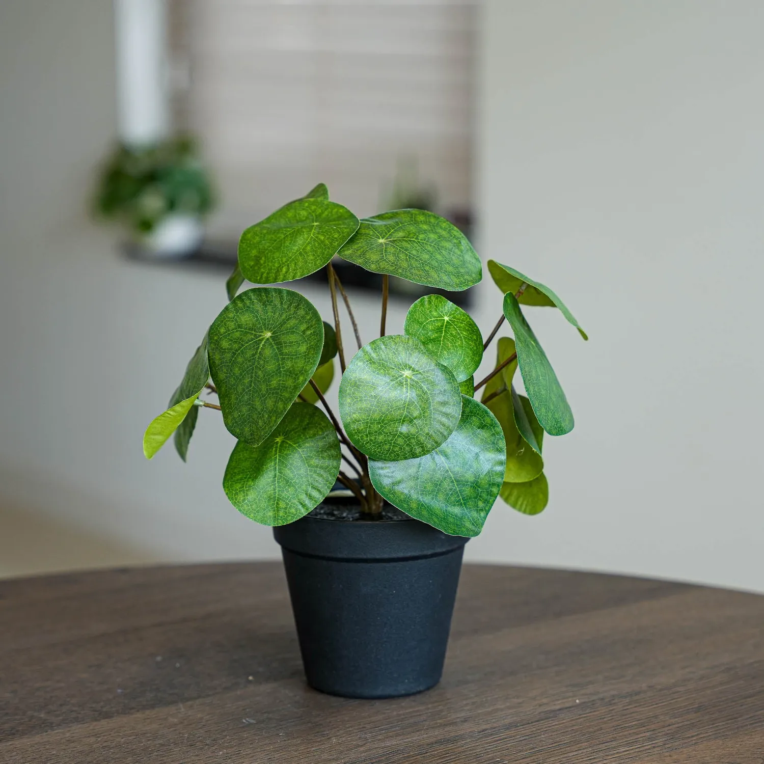 Urbanjungl Pilea Bush 25 cm kunstplant zwarte pot onderhoudsvrij