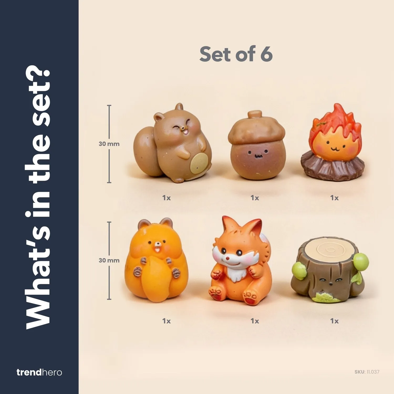 Urbanjungl Forest Friends miniatuur figuren 6 stuks herfst