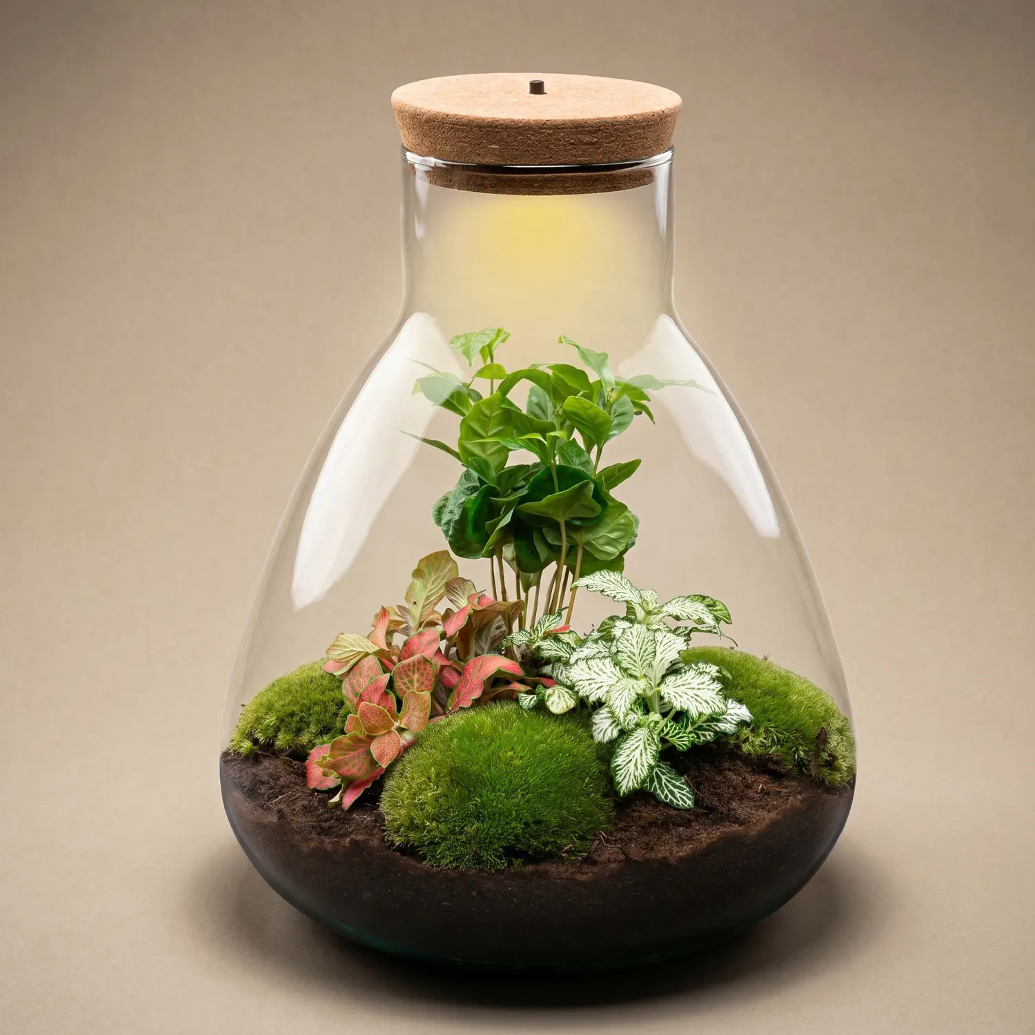 Urbanjungl Sam Coffea plantenterrarium DIY kit met licht 24 cm