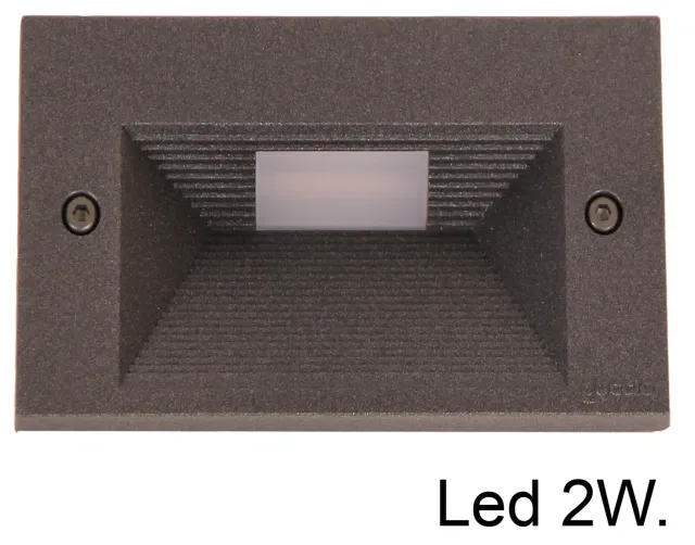 Wand inbouwlamp antraciet LED 2W 3000K horizontaal
