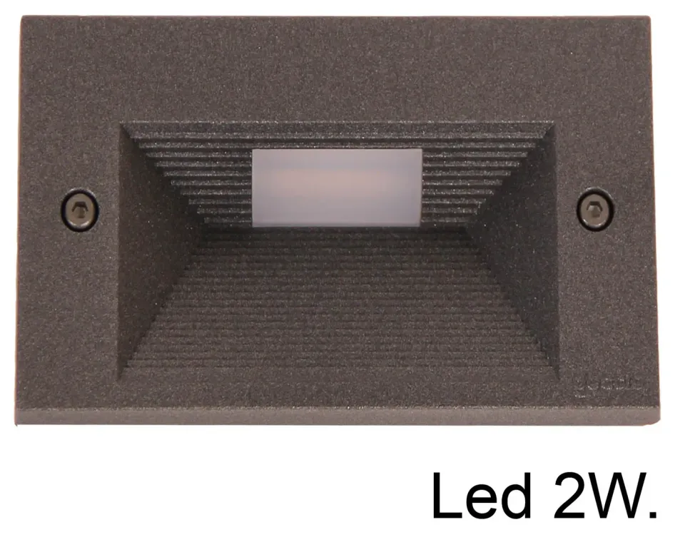 Wand inbouwlamp antraciet LED 2W 3000K horizontaal