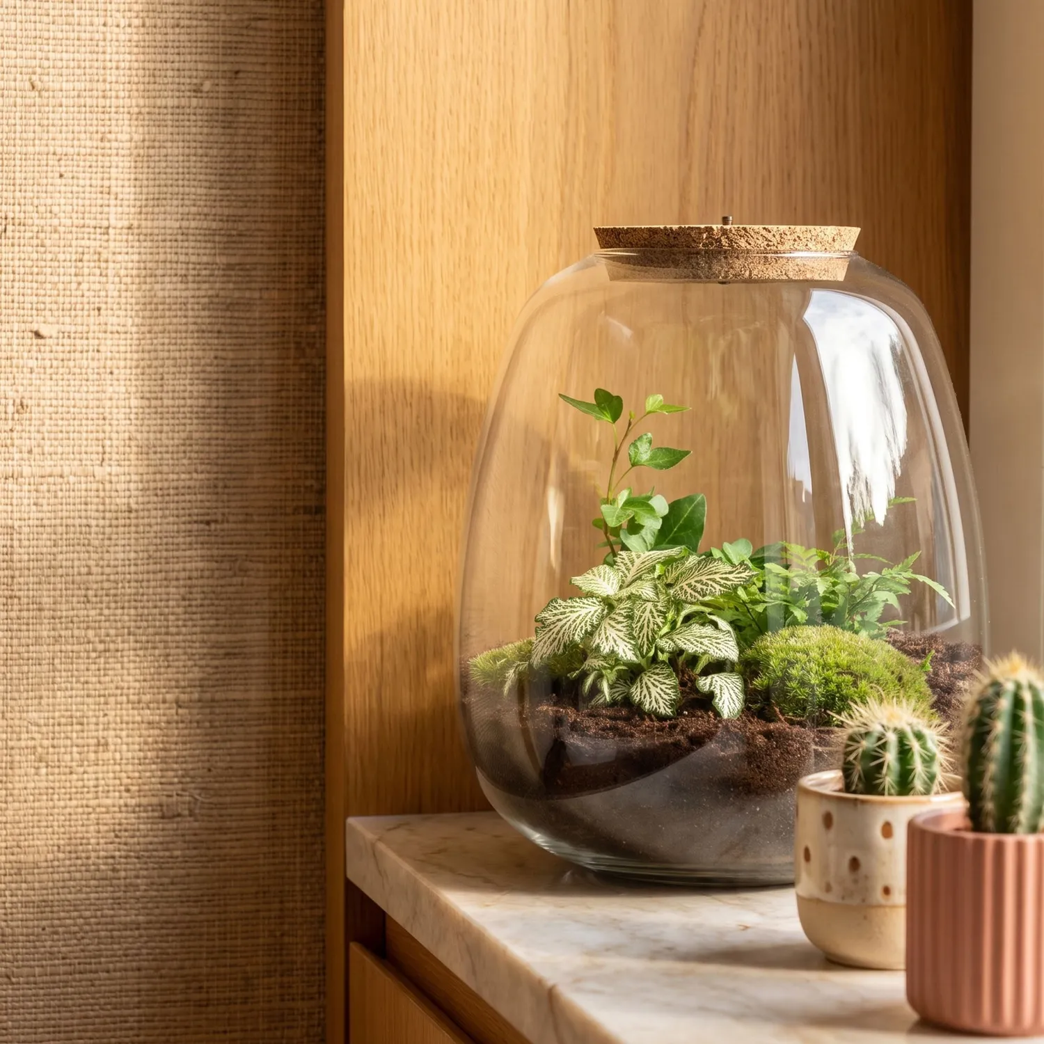Emma Hedera White planten terrarium met licht Ø23 cm