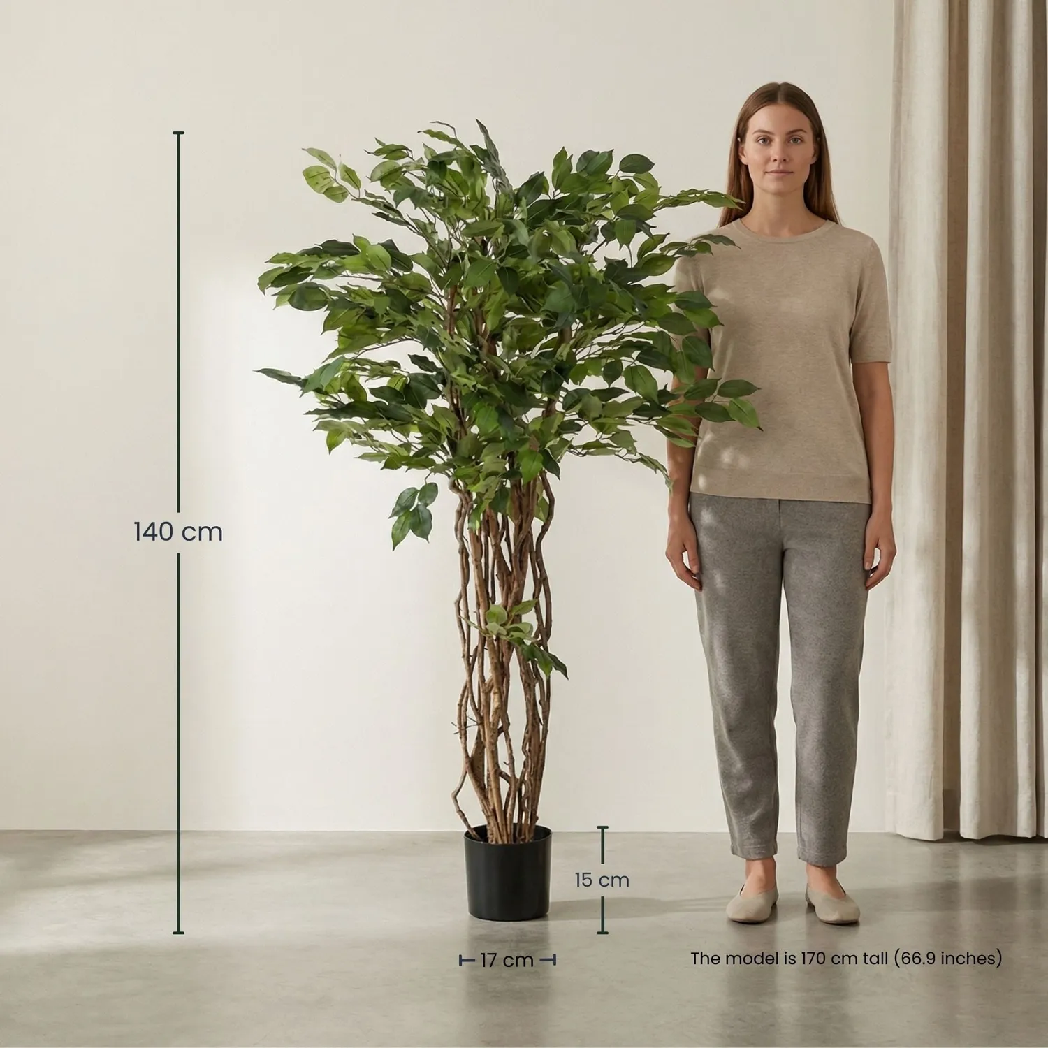 Urbanjungl Ficus Liana kunstboom 140 cm onderhoudsvrij