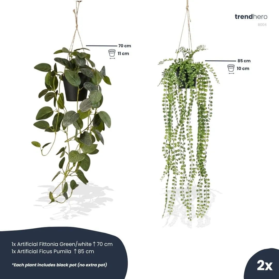 Urbanjungl hangplanten kunst 2 stuks pot met touw
