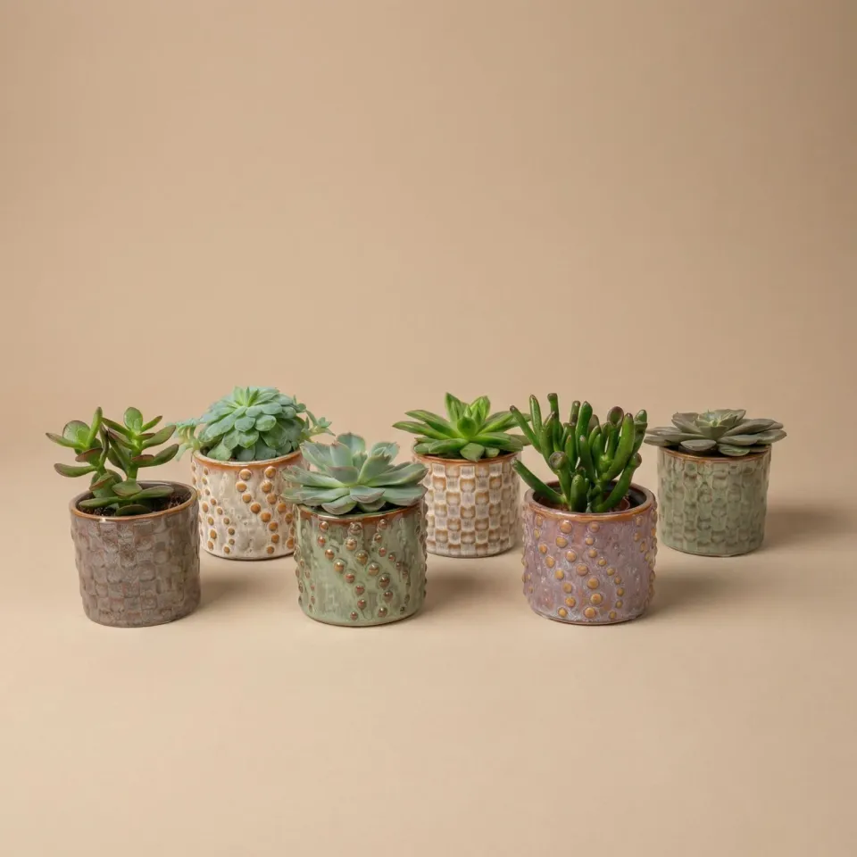 Urbanjungl Madrid succulenten set 6 stuks keramiek 8-12 cm