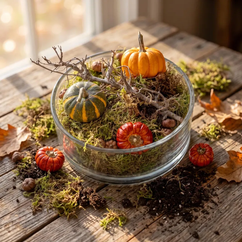 Urbanjungl Herfstschaal glas medium 20 cm pompoenen