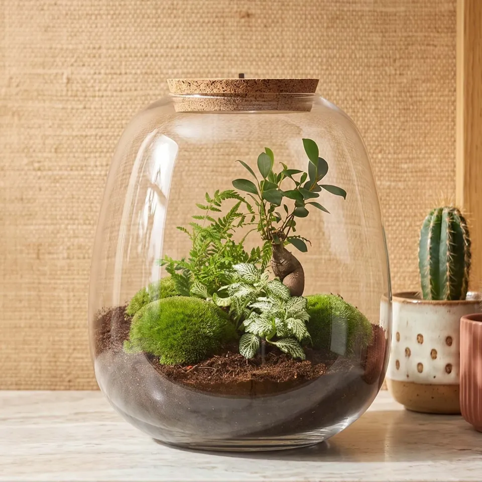Urbanjungl Emma terrarium DIY kit bonsai white met licht Ø 23 cm