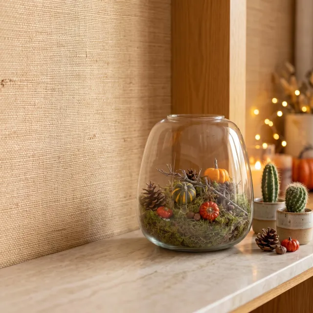 Urbanjungl Emma herfst terrarium 23 cm met 2 pompoenen