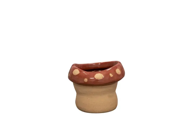 TS Collection Funghi bloempot rood D8 H7 geglazuurd