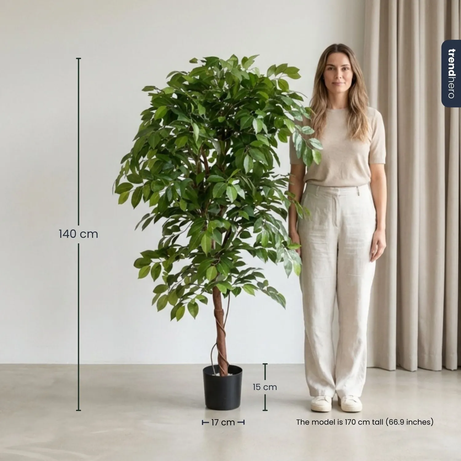 Urbanjungl Ficus Deluxe Vine kunstboom 140cm groen