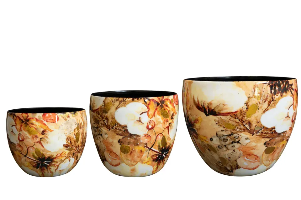 Lammie Cotton Cream bloempotten set van 3 D21 crème
