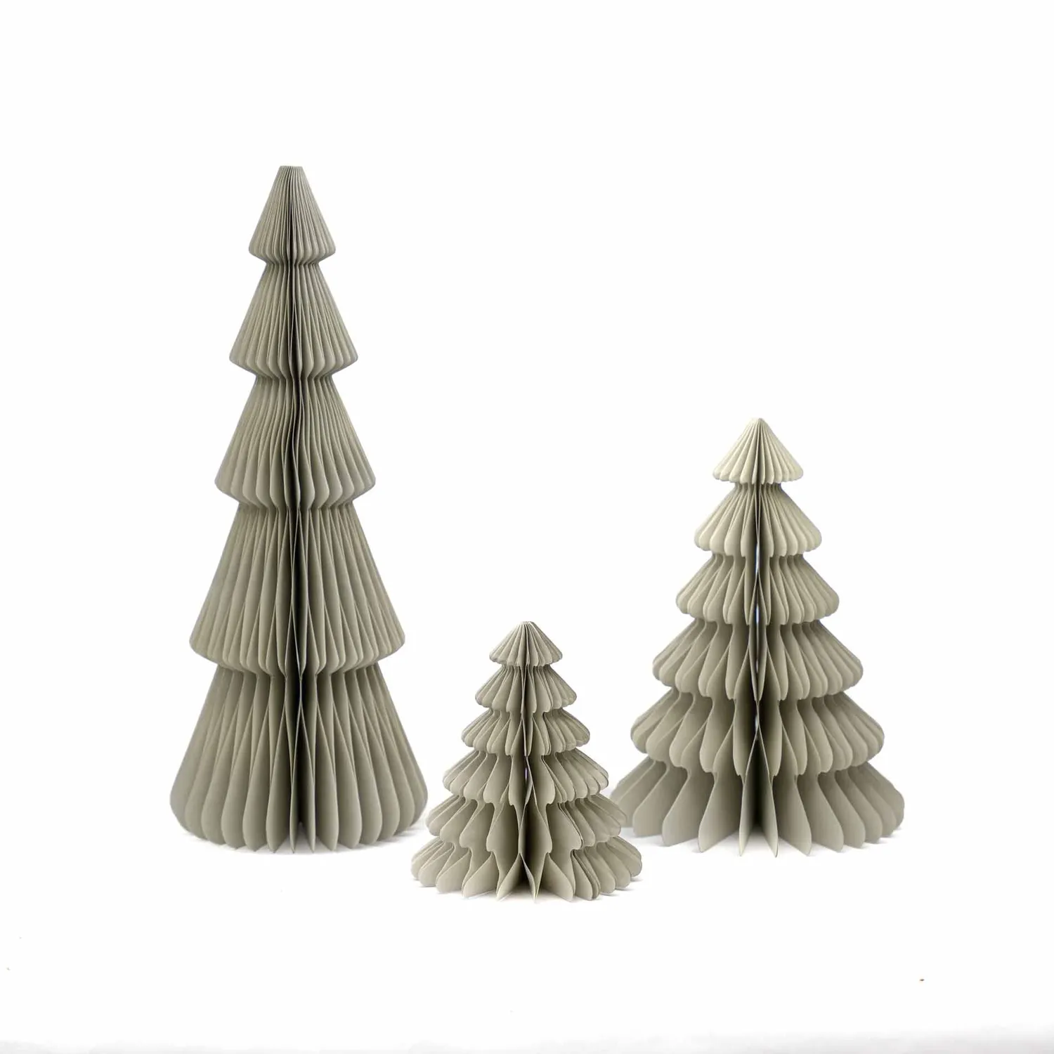 Urbanjungl pastelgroen papieren kerstboom 3 stuks vouwbaar